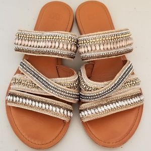 Anthropologie Jasper & Jeera Azille Slides Beaded